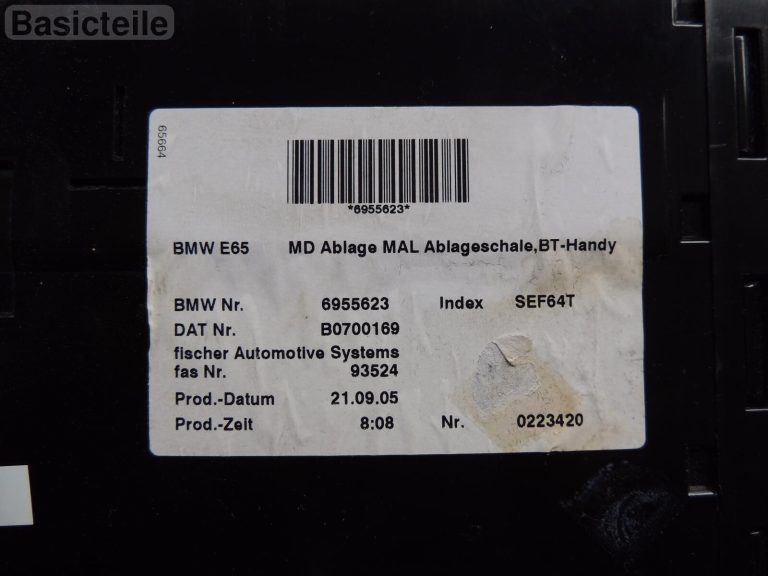 BMW E65 E65 E66 E67 Centrālais roku balsta korpuss Noliktava 6955623 Roku balsts Konsoles paplāte