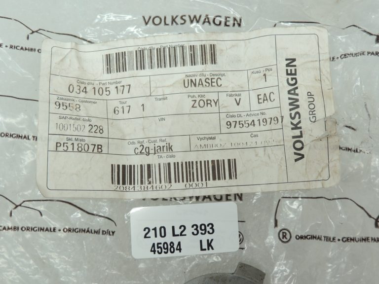 VAG Audi Volkswagen eļļas sūkņa piedziņas zobrats 034105177 Eļļas sūkņa piedziņa