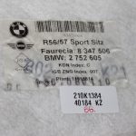 Mini Cooper R56 R57 Priekšējie sporta sēdekļi Sēdekļu spilvenu apsildes elements 52102752606, 2752606
