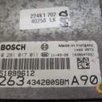 Fiat Doblo 263 1.6CDTi 66Kw 90HP Motora vadības bloks ECU 0281017011 51899612