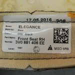 Škoda Superb 3V Priekšējais sēdekļa pārvalks melns audums 3V0881406EE