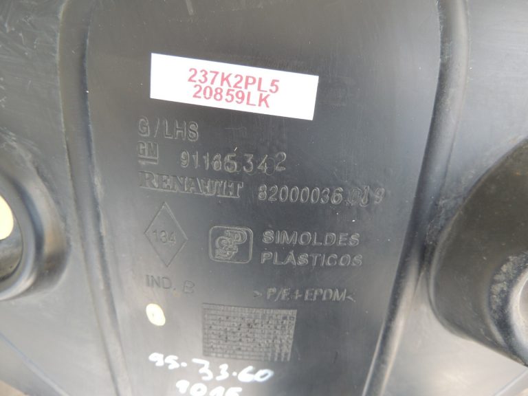 Renault Trafic II aizmugurējais kreisais iekšējais aizmugurējais riteņa korpuss 91165342 82000036019