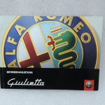 Oriģināls Alfa Romeo Giulietta 940 Īpašnieka Rokasgrāmata Komplekts Vācu valodā