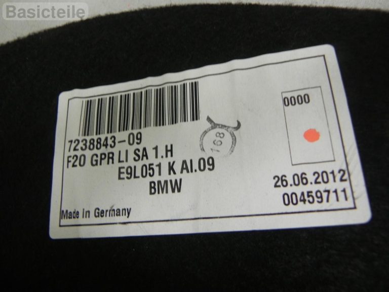 BMW F20 F21 1. sērijas F20 F21 bagāžas nodalījuma kreisā bagāžas nodalījuma virsma 7238843