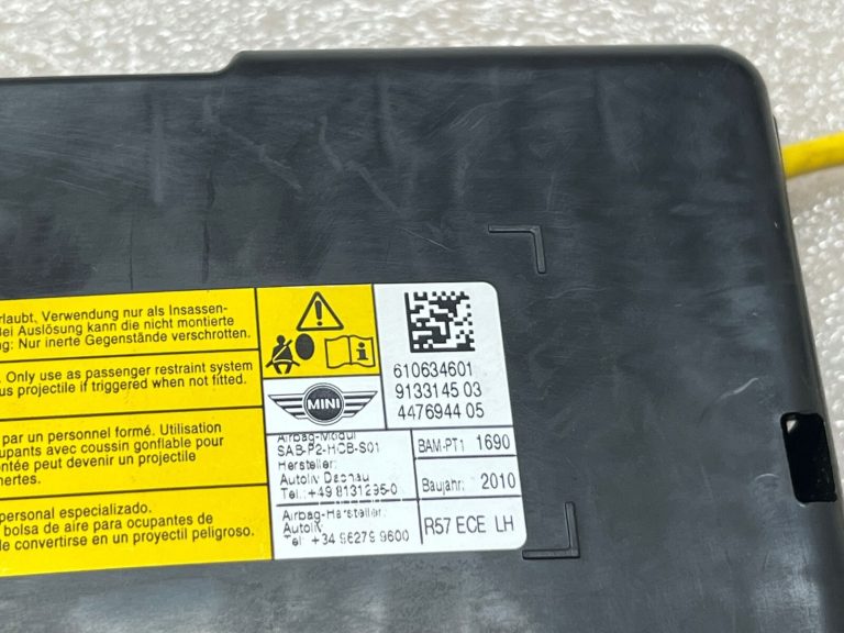 Mini cooper r57 gaisa spilvens priekšējais kreisais sēdeklis 52102753587 610634601