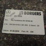 Mercedes M-Kalsse W164 Aizmugurējā sēdekļa atzveltnes pārvalks RH Labais 1649240143