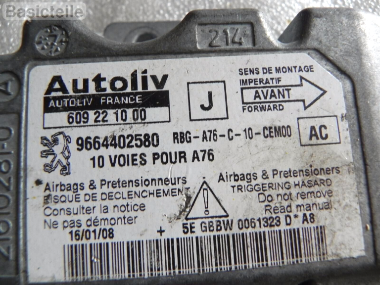 Peugeot 207 CC 07-09 Gaisa spilvenu vadības bloks 9664402580
