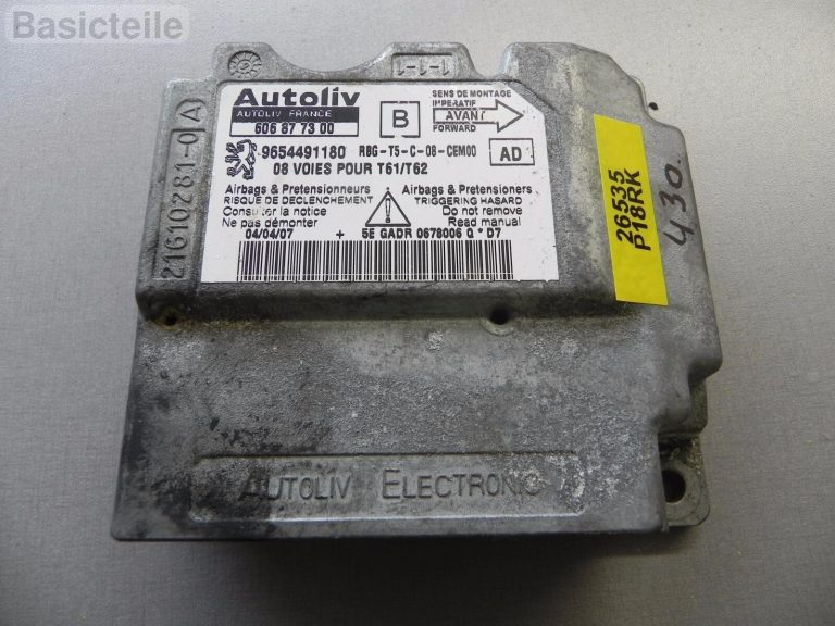Peugeot 307 Citroen gaisa spilvena vadības bloks 9654491180 Gaisa spilvena vadības bloks