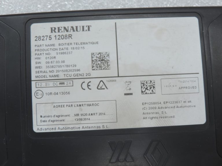 Oriģināls Renault Espace V telemātikas vadības bloks 282751208R