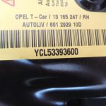 Opel Zafira B Priekšējā labā sēdekļa apšuvums Drošības modulis 13165247 24451788