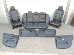 BMW E60 E61 ādas apdare — melna „Dakota“ āda, LCSW sporta sēdekļi ar elektrisko regulēšanu